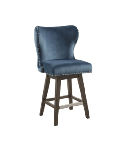 Shop Madison Park Hancock Counter Stool With Swivel Seat In Dark Blue