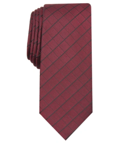 Shop Alfani Men's Slim Grid Tie, Created For Macy's In Red