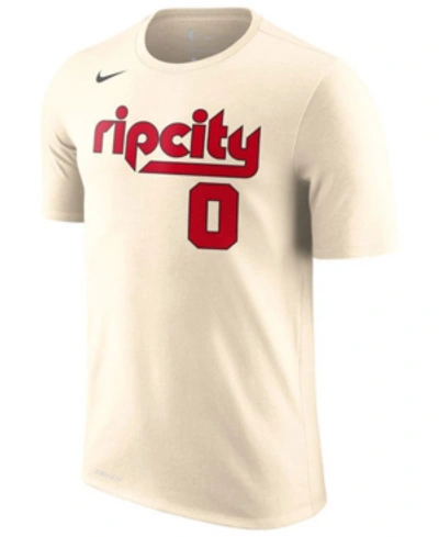 Shop Nike Men's Damian Lillard Portland Trail Blazers City Edition Name And Number T-shirt In Cream