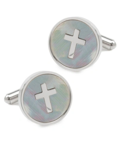Shop Ox & Bull Trading Co. Men's Cross Mother Of Pearl Stainless Steel Cufflinks In White