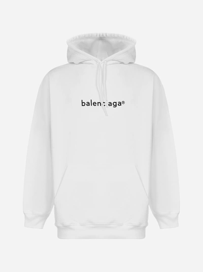 Shop Balenciaga Logo Cotton Hoodie