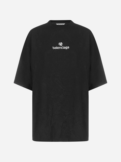 Shop Balenciaga T-shirt Oversize In Cotone Con Logo