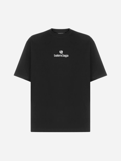 Shop Balenciaga Logo Cotton T-shirt