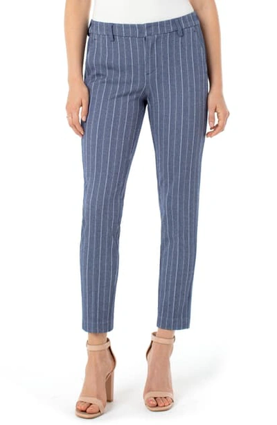 Shop Liverpool Jeans Company Kelsey Knit Trousers In Blue/ With Herrinbone Stripe