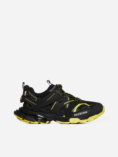 Shop Balenciaga Sneakers Track In Nylon, Rete E Gomma In Black - Yellow