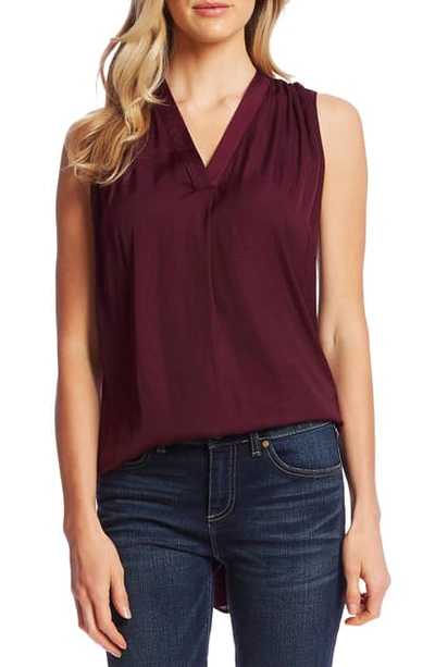 Shop Vince Camuto Rumpled Satin Blouse In Merlot