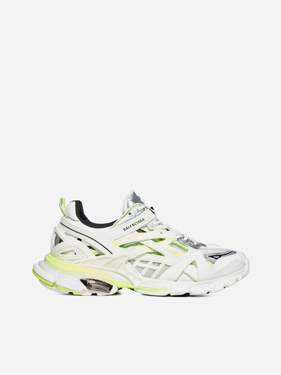 Shop Balenciaga Sneakers Track.2 In Nylon, Rete E Gomma In White - Fluo Yellow