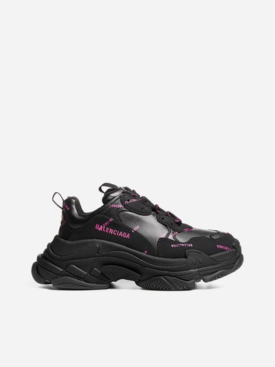 Shop Balenciaga Triple S Logo-motif Faux Leather Sneakers