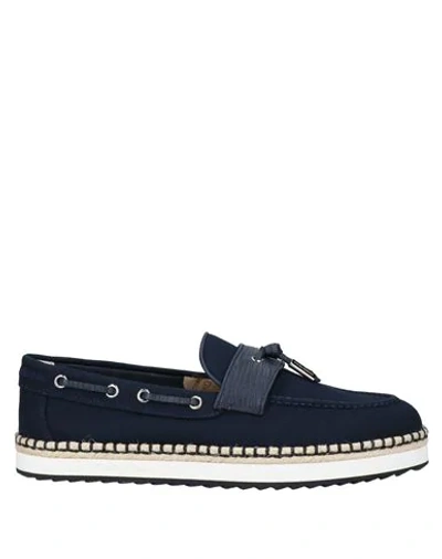 Shop Dolce & Gabbana Man Loafers Midnight Blue Size 6 Textile Fibers, Calfskin, String