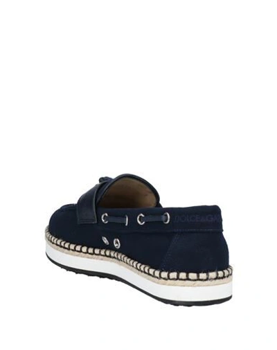 Shop Dolce & Gabbana Man Loafers Midnight Blue Size 6 Textile Fibers, Calfskin, String