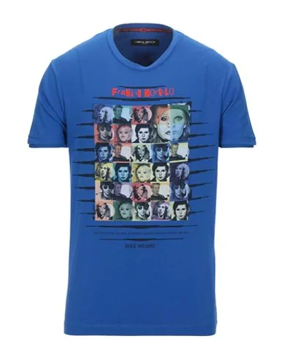 Shop Frankie Morello Man T-shirt Blue Size S Cotton, Elastane