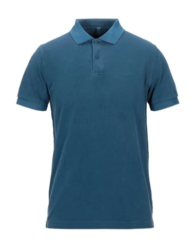 Shop Sun 68 Polo Shirts In Slate Blue