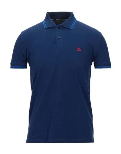 Shop Peuterey Man Polo Shirt Blue Size S Cotton, Elastane