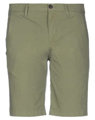 Shop Re-hash Man Shorts & Bermuda Shorts Military Green Size 32 Cotton, Elastane