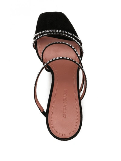 Shop Amina Muaddi Naima Leather Sandals In Black