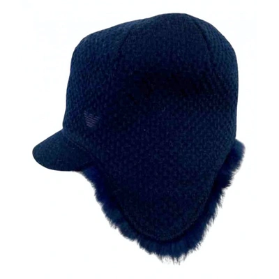 Pre-owned Emporio Armani Navy Rabbit Hat & Pull On Hat