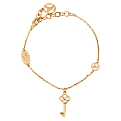 Pre-owned Louis Vuitton Lady Lucky Key Supple Crystal Gold Tone Bracelet