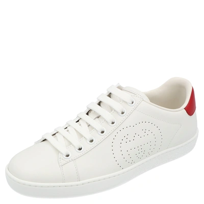 Pre-owned Gucci White Ace Interlocking G Sneakers Size Eu 39