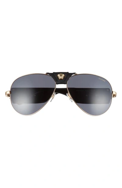 Shop Versace 62mm Aviator Sunglasses In Gold/ Smoke