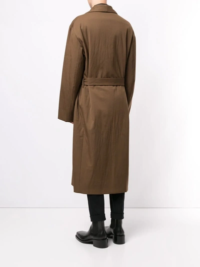 Shop Lemaire Cotton Belted Trench Coat In Brown