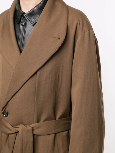 Shop Lemaire Cotton Belted Trench Coat In Brown