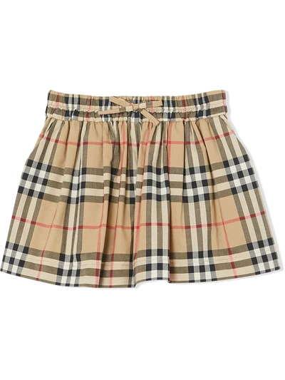 Shop Burberry Check-print Gathered Shorts In Brown