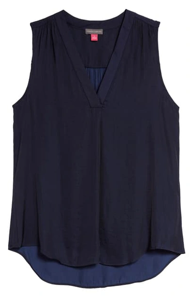Shop Vince Camuto Rumpled Satin Blouse In Night Navy