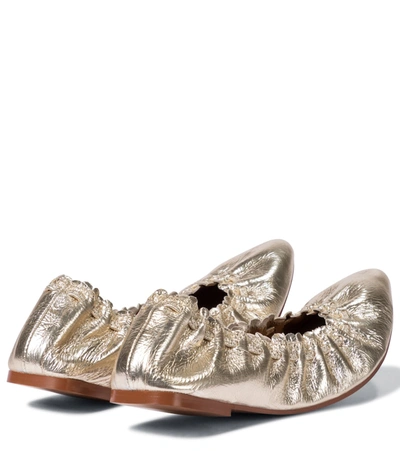 Shop See By Chloé Jane Leather Ballet Flats In Gold