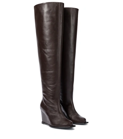 Shop Dorothee Schumacher Sophisticated Chic Leather Over-the-knee Boots In Brown