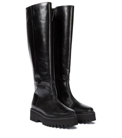 Shop Dorothee Schumacher Modern Coolness Leather Knee-high Boots In Black