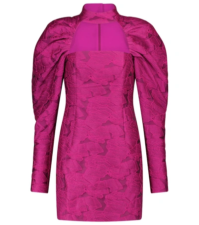 Shop Rotate Birger Christensen Kaya Jacquard Minidress In Pink