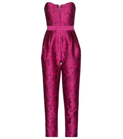 Shop Rotate Birger Christensen Lana Jacquard Jumpsuit In Pink
