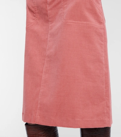 Shop Apc Jennie Corduroy Midi Skirt In Pink