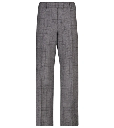 Shop Apc Cece Checked Straight Wool Pants In Grey