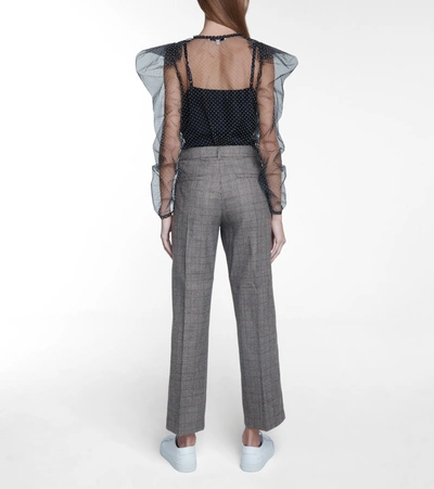 Shop Apc Cece Checked Straight Wool Pants In Grey