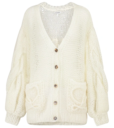 Shop Loewe Mohair-blend Cardigan In White