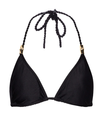 Heidi Klein Core Textured Rope Padded Triangle Bikini Top In Black