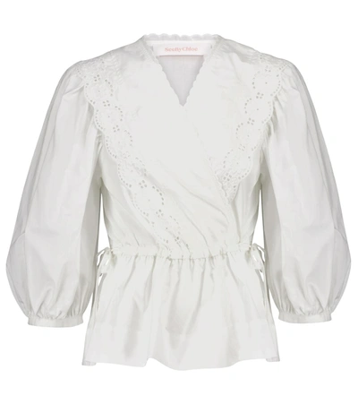 Shop See By Chloé Broderie Anglaise Cotton Blouse In White