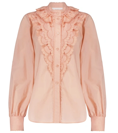 Shop See By Chloé Broderie Anglaise Cotton Blouse In Pink