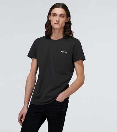 Shop Balmain Flock Short-sleeved T-shirt In Black