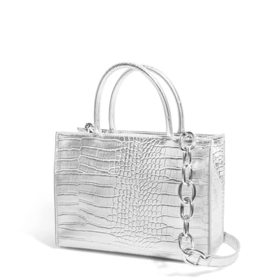 Shop House Of Want H.o.w. We Gram Small Tote In Silver Croco
