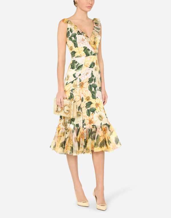 dolce and gabbana camellia print tulle