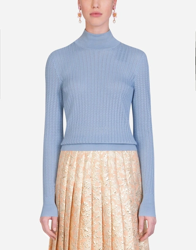 Shop Dolce & Gabbana Silk Lace-stitch Sweater