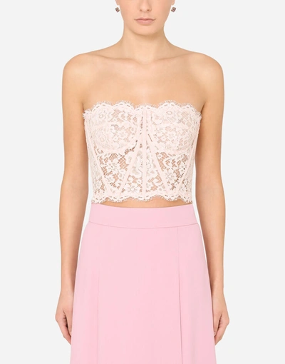 Shop Dolce & Gabbana Lace Bustier In Pink