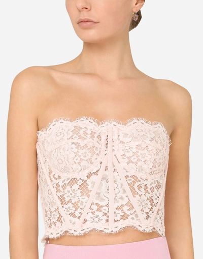 Shop Dolce & Gabbana Lace Bustier In Pink