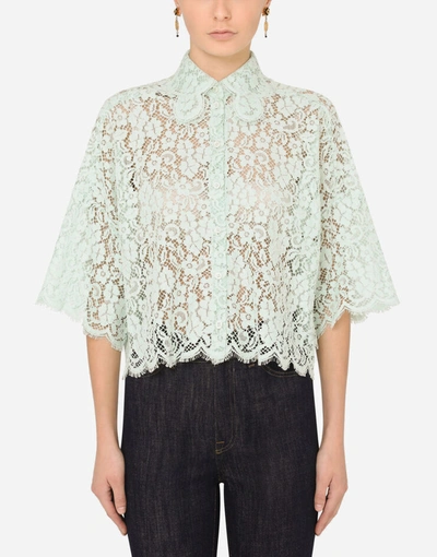 Shop Dolce & Gabbana Short Lace Shirt In Green