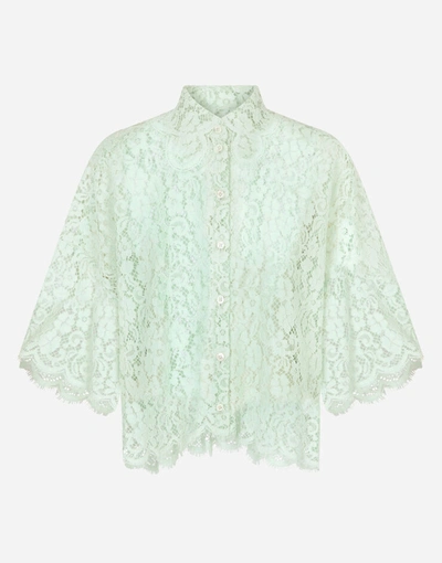 Shop Dolce & Gabbana Short Lace Shirt In Green