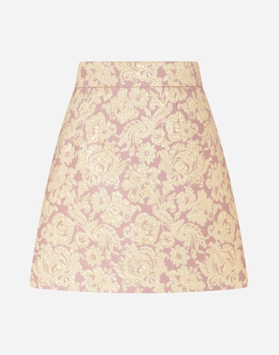 Shop Dolce & Gabbana Short Lamé Jacquard Skirt In Multicolor