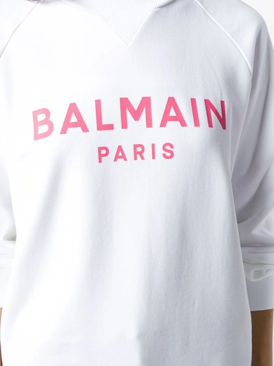 Shop Balmain Logo Sweatshirt In White