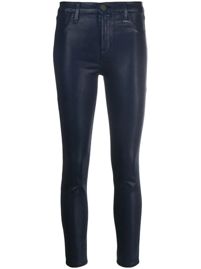 Shop J Brand High-shine Skinny Cut Trousers In Blue